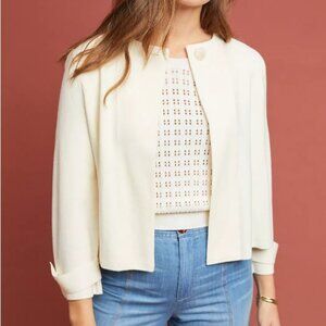 Anthropologie Jessalyn Ivory Knit Blazer